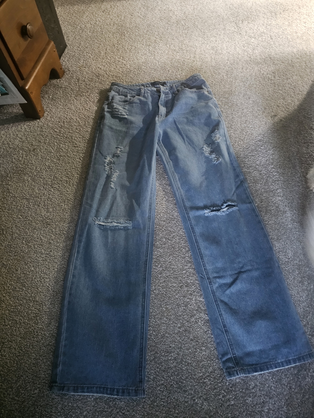 Midori Distressed Straight Leg Jeans in Light Blue